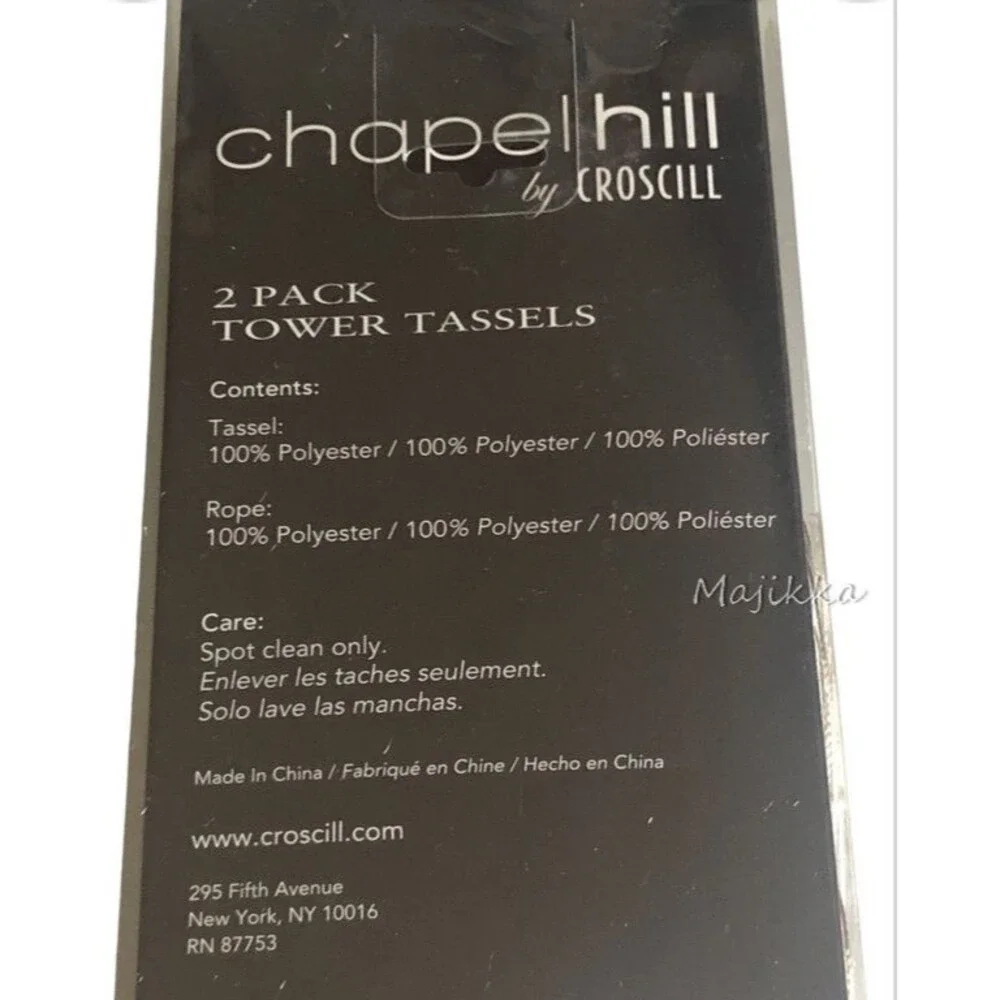 Croscill Chapel Hill Tower Tassels Curtain Tiebacks Set of 2 Ivory Rhinestones